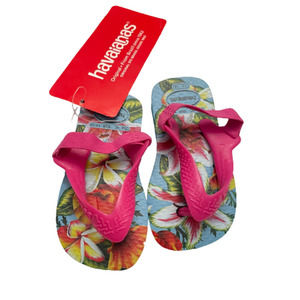 Havaianas Baby Flip Flop Sandal Hot Pink Tropical Size 4C NWT